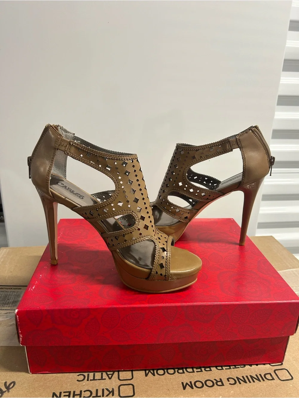 Carlos Santana Brown Laser-Cut Platform Sandals